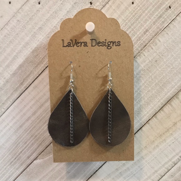 Genuine Leather Earrings - Picture 1 of 3